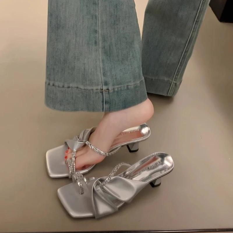 Fashion Women's Slippers and Ladies Sandals Rhinestone Shoes With Heel Low Price Slides 2025 Trend On Offer Top Designs Designer Luxury