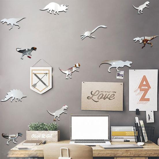 

10шт динозавр кухня гостиная наклейки детская спальня декор зеркало стикер стены