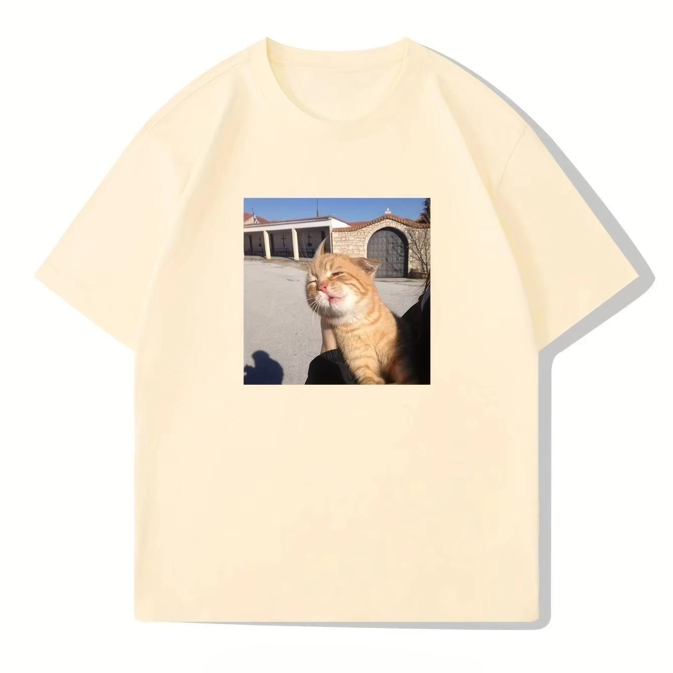 

Женская Мужская Повседневная Футболка с Круглым Вырезом Хлопковая Футболка с Коротким Рукавом с Принтом Кошки Летний Модный Топ Женская Одежда Винтажная Футболка 4XL