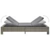 2 Person Sun Lounger with Cushions Gray Poly Rattan