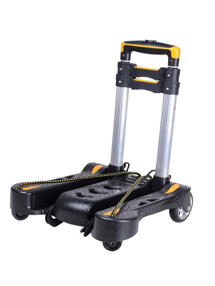 Swivel Wheel Folding Hand Truck, Portable Cart with Aluminum Pull Rod & Plastic Base, 40kg Load Capacity