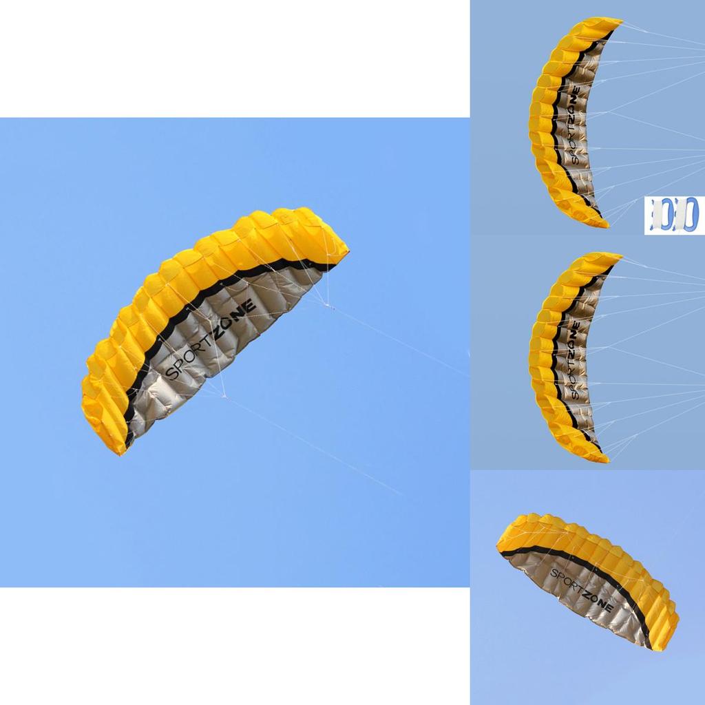 Stunning 2.5m Dual Line Parafoil Parachute Yellow Kite Perfect For Beach Adventures