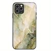 Marble Fluid Texture Glass Phone Case For iPhone 16 15 14 13 12 Pro Max Soft Silicone Anti Fingerprint Hard Protective Cover