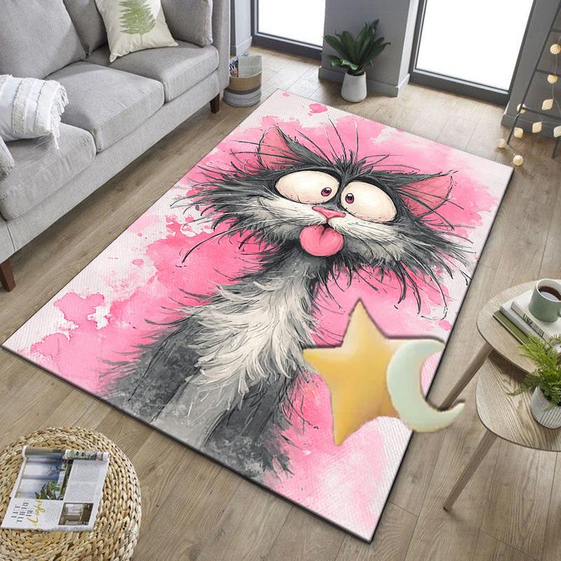Black Cat In Sunflower Town Office Rug Chair Mat, Game Carpet, Suitable for Front Door, Bedroom, Living Room, Desk, Holiday Gift