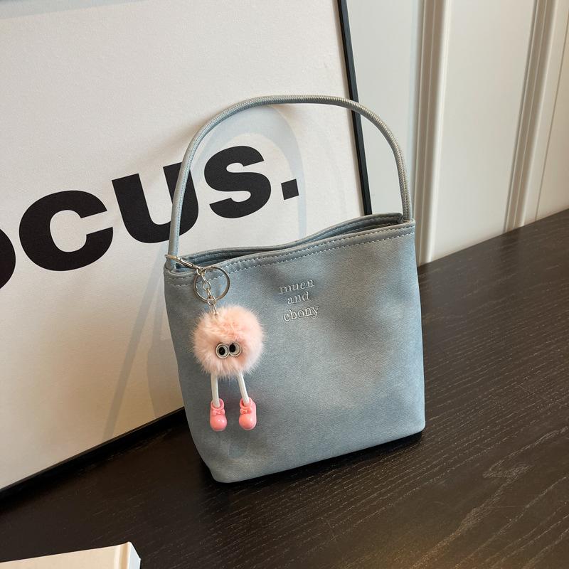 

Portable Niuzi Cloth Bag Women s Summer 2025 New Trendy Korean Embroidered Underarm Bag Versatile Shoulder Bag Bucket Bag світло-синій колір