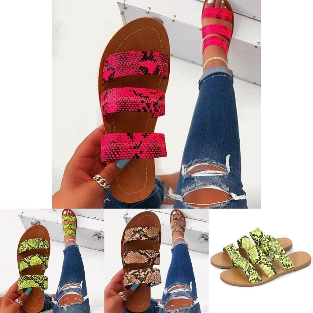 Stylish Women's Snakeskin Slippers Casual Flats Sandals Perfect For Summer Days