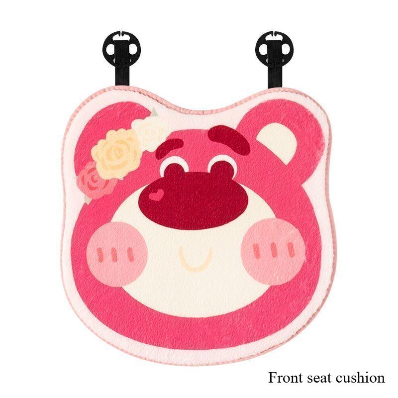 Cartoon Strawberry Bear Car Seat Cushion Plush Skin Friendly Cute Universal Seat Cover Soft Comfortable Vehicle Seat Pad