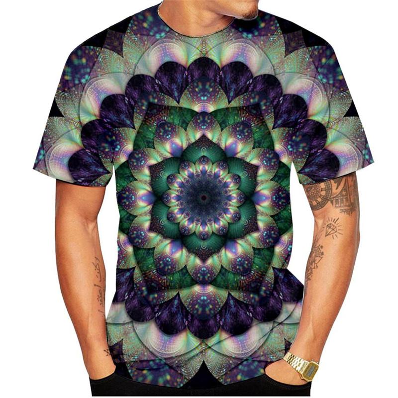 

Colorful Kaleidoscope Pattern T-Shirt For Men Bohemia 3D Printed XXS