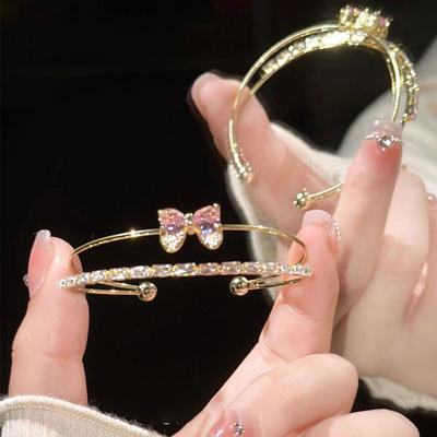 Zircon Heart Double Row Korean Sweet Style Bracelet - Fashion Trend Versatile Jewelry.