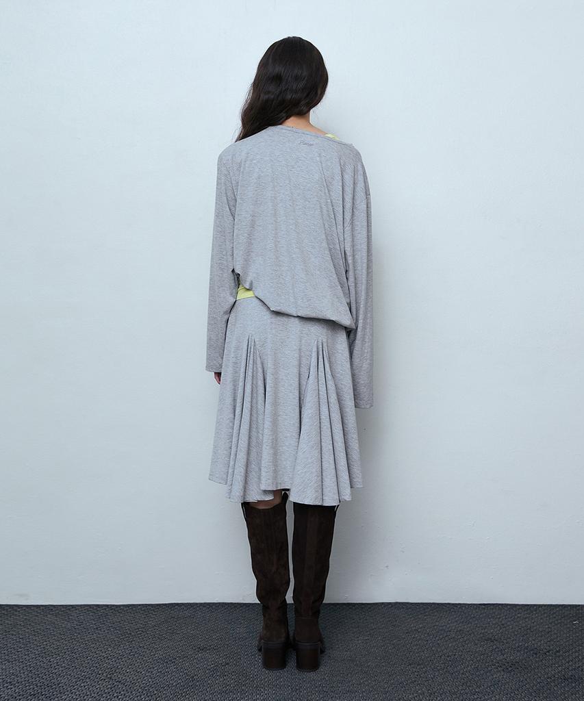 Pisis Flare Panel Midi Skirt_Melange Gray