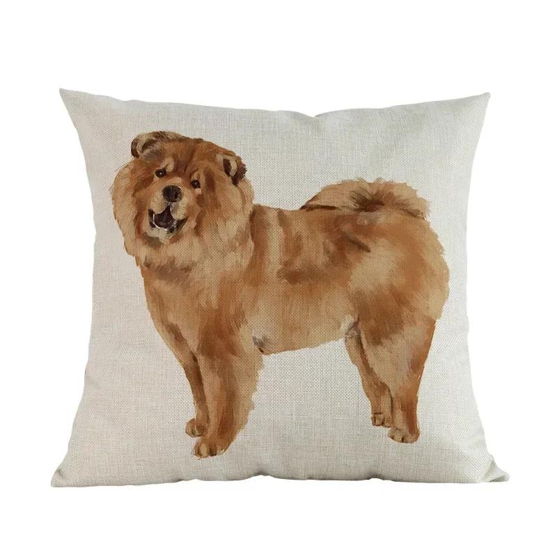 Watercolor Style Pet Dog Cushion Cover Home Living Room Sofa Decoration Pillow Case Chair Car Bedroom Decorative Pillowcase Gift
