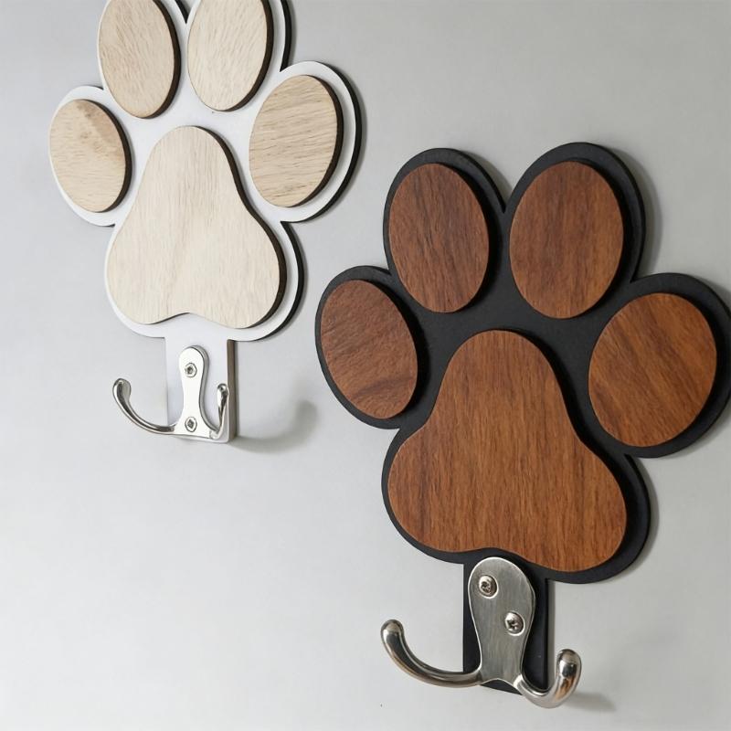 Wooden Claw Print Wall Hook Set Polished Wooden Hanger For Towels Keys Coat Bathroom Bedroom Decoration