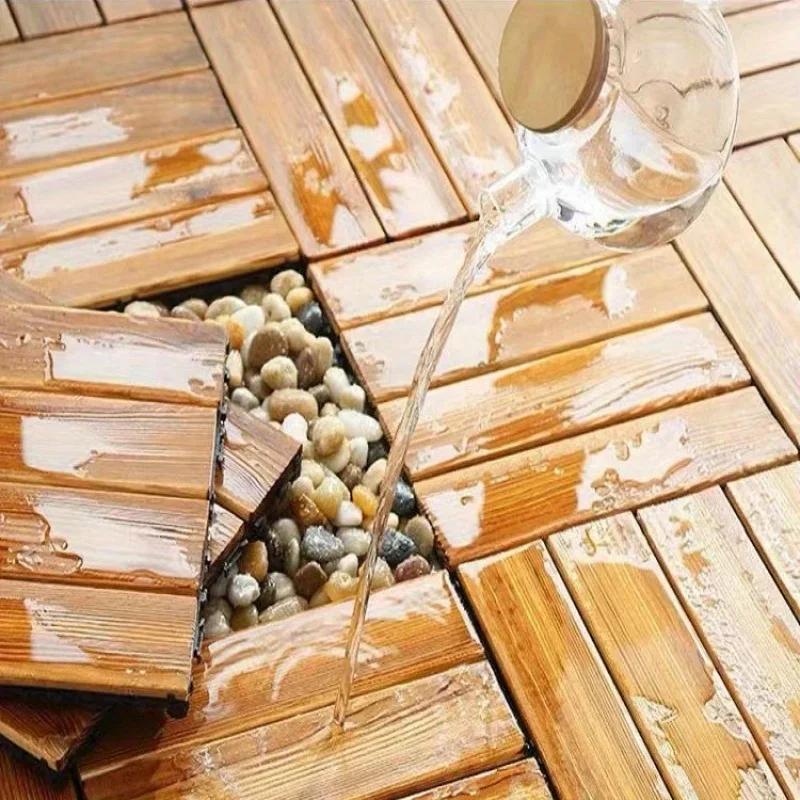 1pc Wooden floor tiles, outdoor terrace balcony DIY splicing installation, courtyard floor tiles
