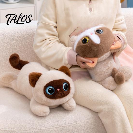 Durable Plush Keychain Cute Black Cat Pillow Soft Siamese Kitten Stuffed Animal with Touch Accessory PP Cotton Cuddly Bedroom Decor Birthday Gift for