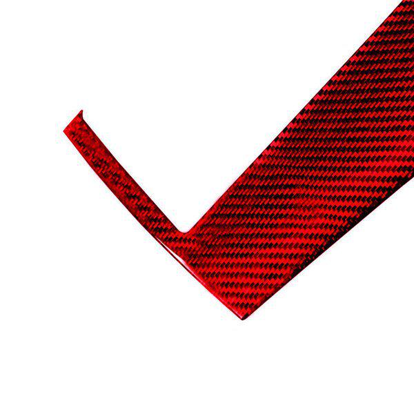 Red Carbon Fiber ABS Car Navigation Panel Decorative Frame Cover Set