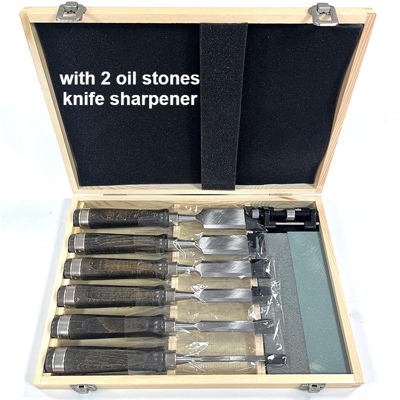 

6 PCS Wood Chisel Kit Professional Carving Knife Set Woodworking Carving Art Edge Trimming Tools Multi-purpose Cutting Tool 6 PCS-Flat