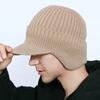 Men Winter Knitted Peaked Hat with Earmuffs Windproof Warm Earflap Hat Outdoor Cycling Baseball Hat Knitted Newsboy Hat with Visor