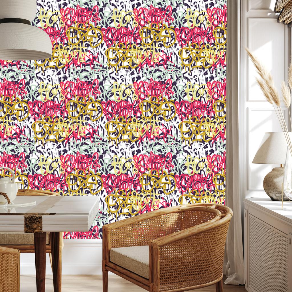 Graffiti wallpaper in various colors for living room and bedroom 50x1000