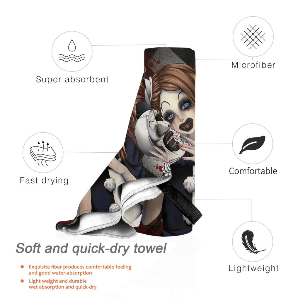 Terrifier 2-The Little Pale Girl And The Clown Beach Towel Soft Microfiber Quick Dry Absorbent Quick Towels For Pool