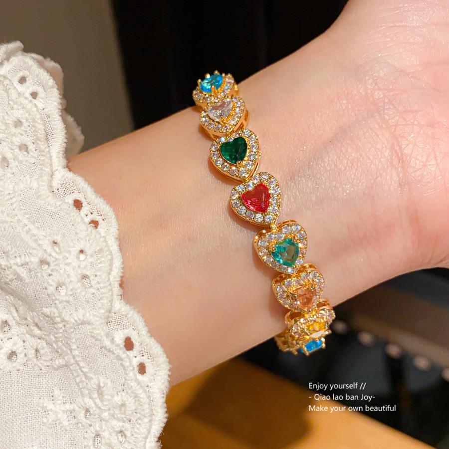 Vintage Silber Herzform Handkette Mit Zirkonia Für Damen Mode