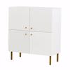 Modern White Sideboard Made of MDF with Zinc Alloy Handles & Steel Legs – Stylish Storage Furniture for Living Room, Bedroom & Hallway