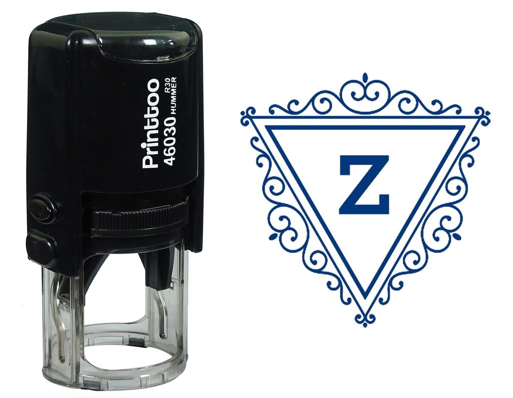 Printtoo Z Alphabet Swirl Border Triangle Monogram Initial Self Inking Rubber Stamp Office