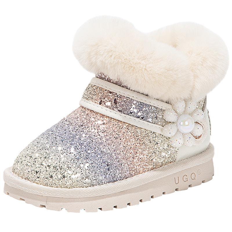 2023 Kids' Fleece-lined Snow Boots for Girls - Sequin Princess Design
