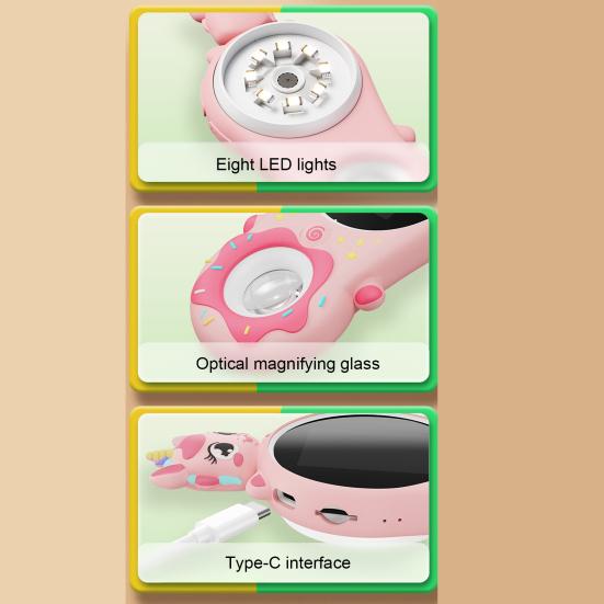 Kids Digital Microscope 200X Mini Portable Pocket Microscope Camera with 2-Inch IPS Screen Built-in 8 LEDs Educational Science Experiment