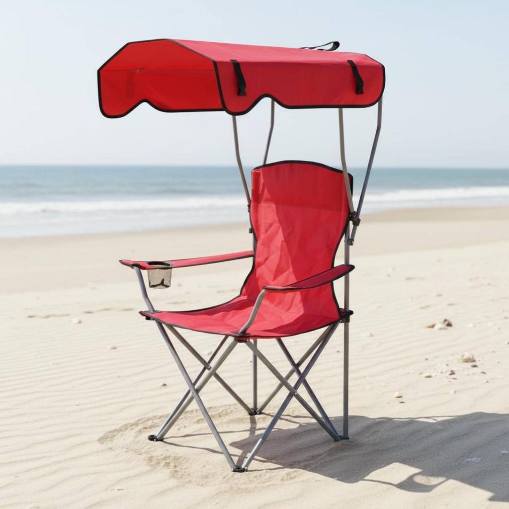 Fishing Chair with Roof Foldable Folding Camping Stool Portable Beach