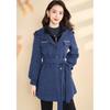 Women's Designer Faux Two-Piece Hooded Woolen Coat