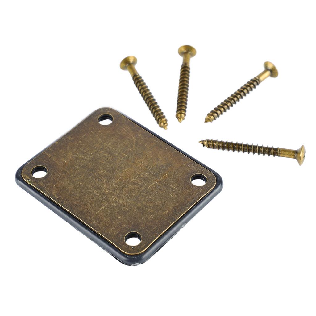 Electric Guitar Neck Plate Bass Reinforcing Metal Accessories 4 Holes with Screws