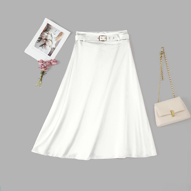 ZANZEA Womens Casual Solid Color Loose Satin Skirts