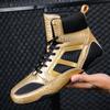 Professional Wrestling Shoes Men's High Top Boxing Shoes Fighting Fighting Shoes Martial Arts Competition Training Shoes Fitness Muay Thai Sanda Shoes