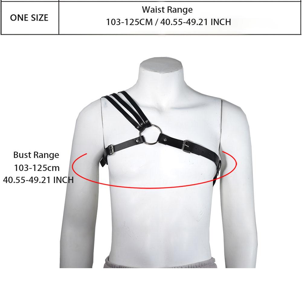One Shoulder Men's Harness  Gay Men Chest Harness Bondage Black Leather Men Accessories Upper Erotic Body Men Harness