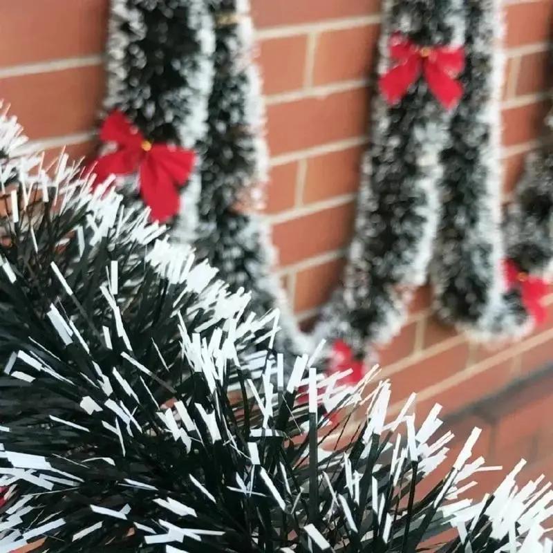 2M Christmas Ribbon Green Rattan Flower Wreath Christmas Tree Hanging Pendant Ribbon Bow Flower Wreath Decoration Festival Decor