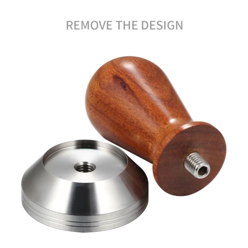 Hochwertiger Edelstahl-Espressokaffee-Tamper mit Holzgriff für ergonomischen Komfort, gleichmäßigen Druck und einfache Reinigung