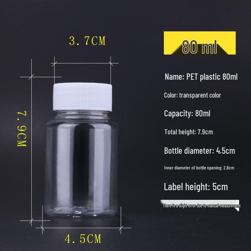 Available in 30ml, 50ml, and 100ml: Food-Grade PET Plastic Bottles, Wide-Mouth, Sealed for Small Medicines.