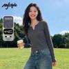 MJ STYLE Women's Slim V-Neck Long Sleeve T-Shirt