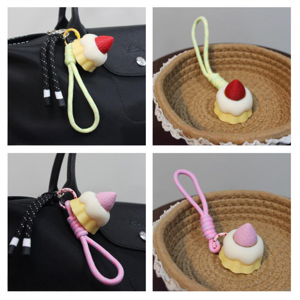 Cute 3D Strawberry Cake Mini Clicker Fidget Keychain Push Decompression Stress Anxiety Relief Lanyard Sensory Novelty Fun Gift