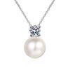 S925 Sterling Silver Platinum Plated Freshwater Pearl Moissanite Sweater Chain Necklace Trendy Niche Clavicle Anniversary
