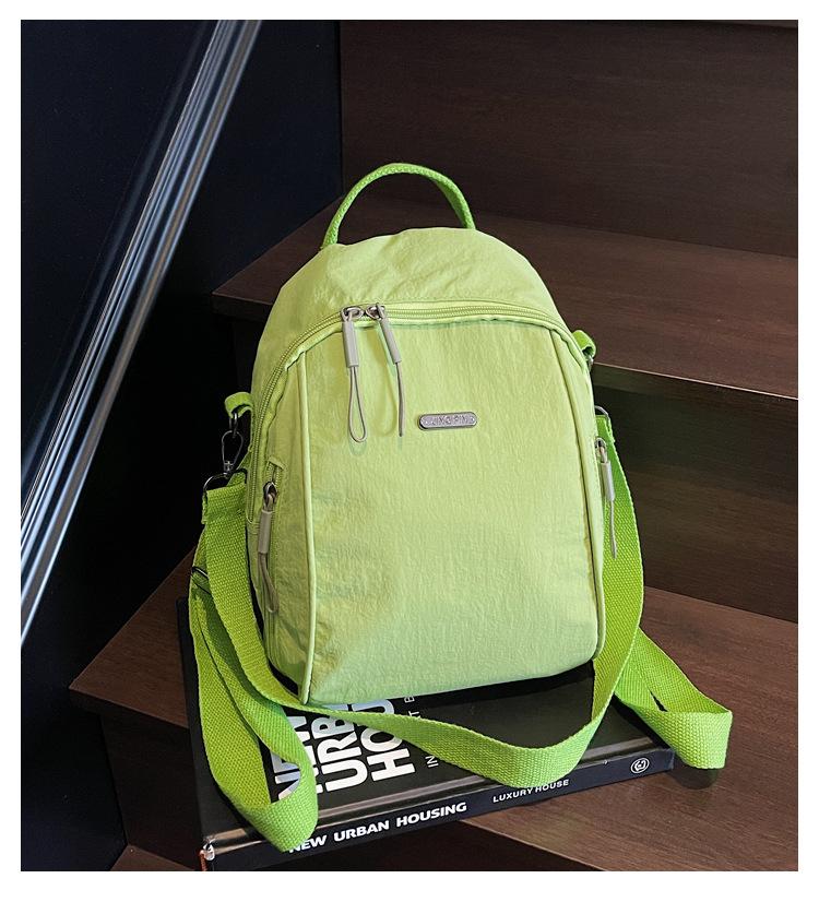 Schoolbag1011 New Backpack Nylon Backpack European and American Handheld Women's Bag Solid Color Female College Student Backpack Crossbody Small Bag