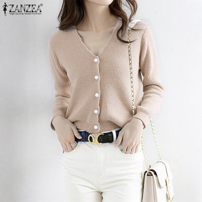 Autumn Elegant Women V Neck Long Sleeve Texture Casual Knitwear Cardigans