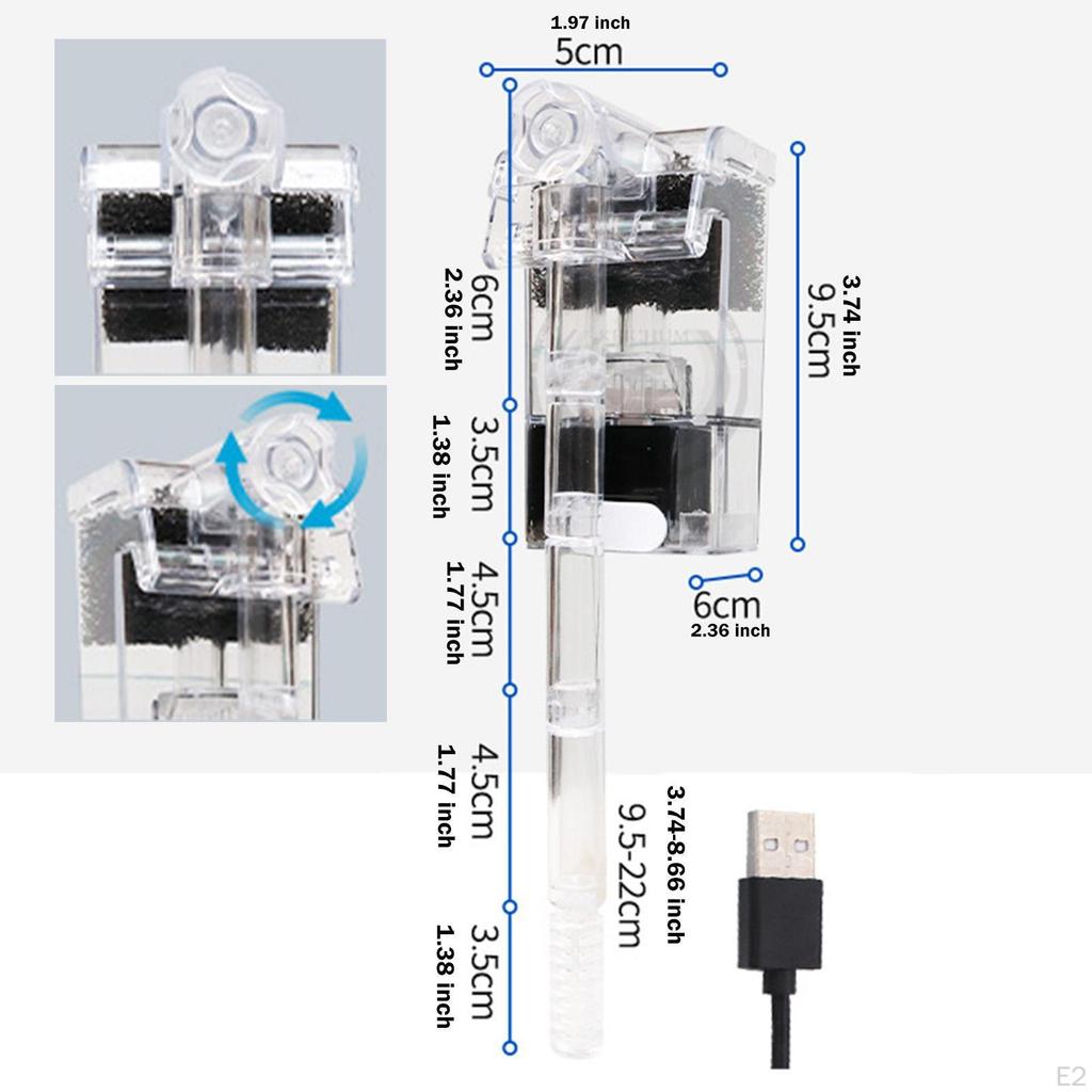 Accessorio per Acquario USB Facile da Installare Efficiente Sistema di Filtrazione a Sospensione Silenzioso Regolabile
