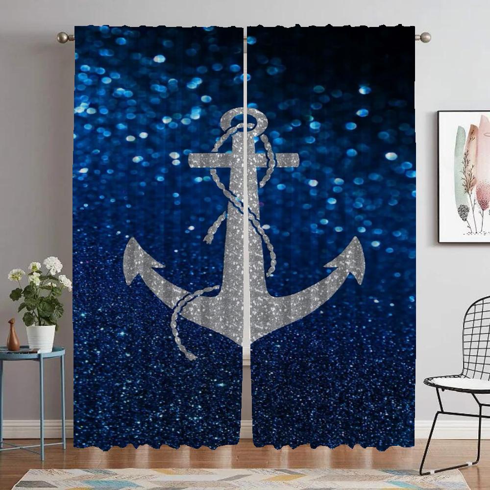 

Шторы Anchor Детская комната Домашний интерьер Шторы для камеры Затемняющие шторы Тюль для спальни Перегородка Шторы Гостиная Кухня W50xH70cmx2pcs-CL