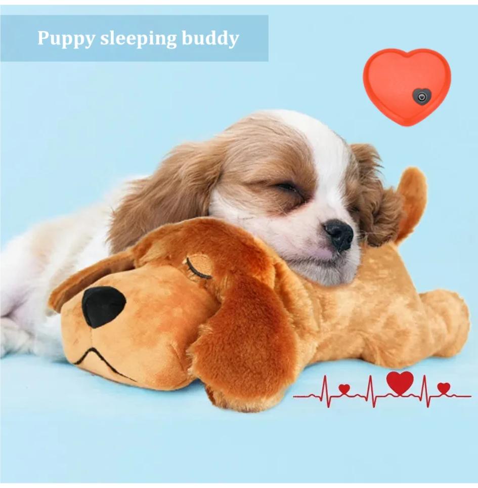 Market-3 Plush Heartbeat Puppy Behavioral Training Toy Plush Pet Snuggle Anxiety Relief Sleep Aid Doll Durable Dog Chew Toys For Chewers