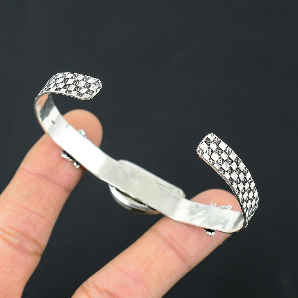 Trillion Third Eye Chakra Multi Fluorite Stone 925 Silver Handcrafted New Bangle