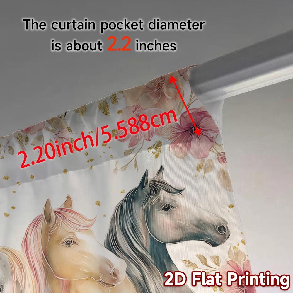 2D Flat Printing  JIT 2pcs   Curtains (Without Rod) Equine Celebration Popular Creative Curtains Semi-Sheer Curtains Holiday