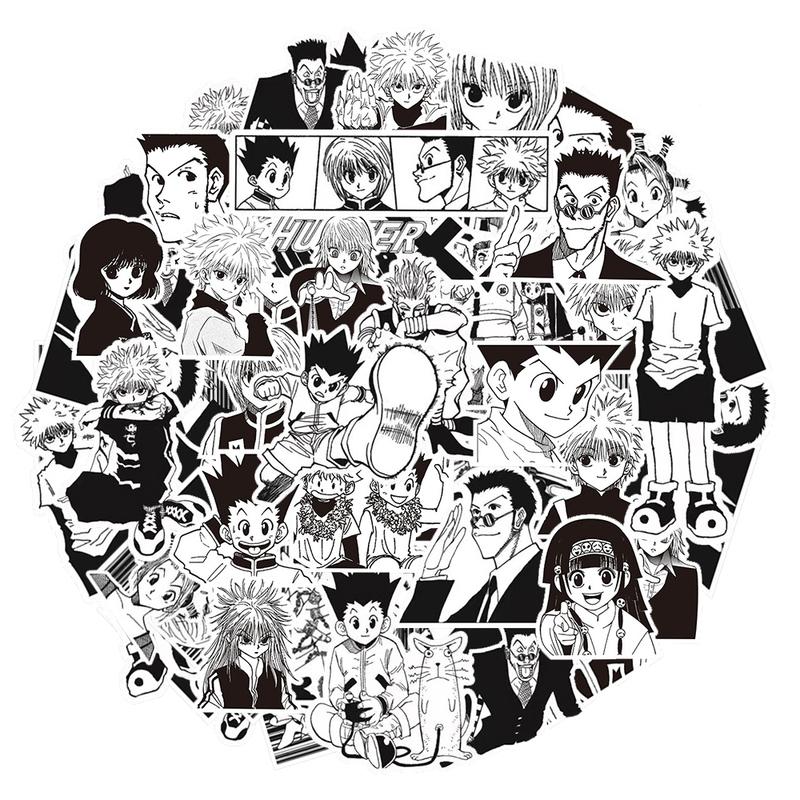 10/30/70 Stück Schwarz-Weiß Anime Hunter×Hunter Aufkleber Coole Graffiti Decals für Handy Koffer Notizbuch Kinder DIY Aufkleber Spielzeug