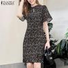 ZANZEA Vestito estivo casual da donna con scollo rotondo e maniche corte con stampa floreale
