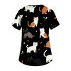 Women's Fashion Short Sleeve Cute Animal Printed V-Neck Pocket Workwear Tops